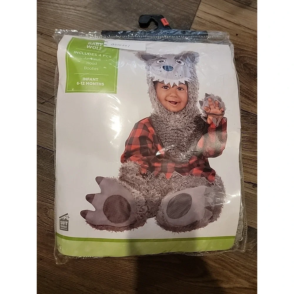 amscan Infant Big Bad Wolf Costume, 6-12 Months, 4 Pcs.,‎ Plush
